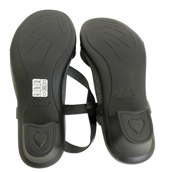 SAS Womens NWOB Black Laguna Sandals Size 10 WW Leather Boho Goth Dark Academia - Picture 5 of 6